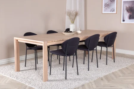 Slider & Vault Rektangulära Matbord 170 x 95 Whitewash + Matstolar Black