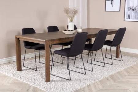 Slider & Muce Rektangulära Matbord 170 x 95 Nature + Matstolar Black