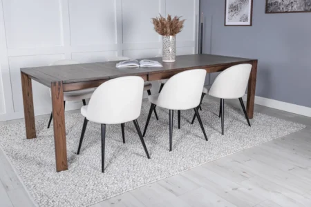 Slider & Velvet Rektangulära Matbord 170 x 95 Nature + Matstolar Grädde