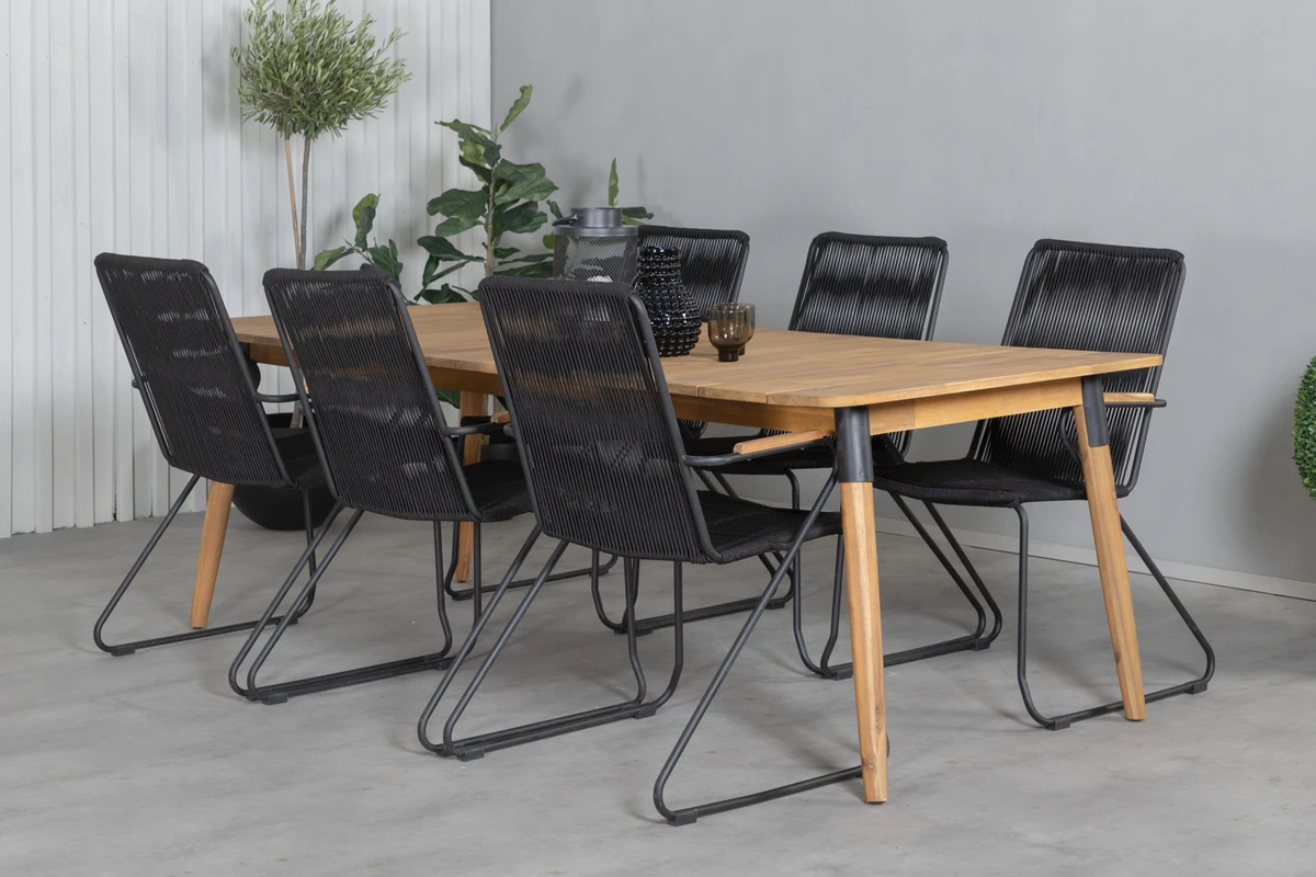 Julian & Bois Matbord 210×100 + Matstolar Svart