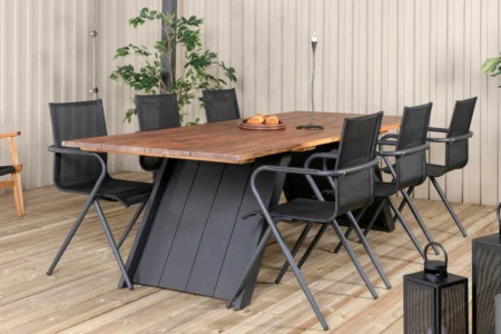 Doory & Alina Matbord 250x100 + Matstolar Svart