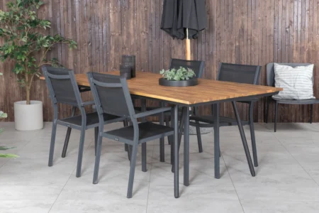 Chan & Copacabana Matbord 200x100 + Matstolar Svart