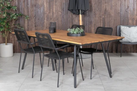 Chan & Lindos Matbord 200x100 + Matstolar Svart
