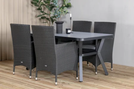 Virya & Malin Matbord 160 x 91 + Matstolar Svart