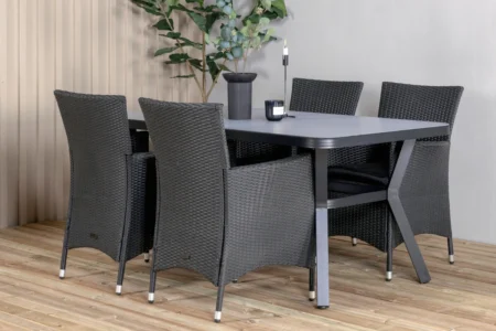 Virya & Knick Matbord 160 x 91 + Matstolar Svart