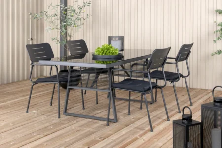 Nicke & Dallas Matstolar Svart + Matbord 193x90