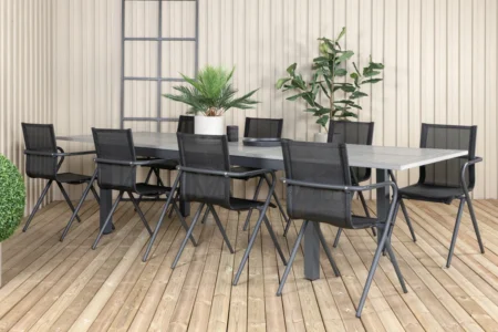 Alina & Albany Matstolar Svart + Matbord 224x100