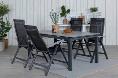 Albany & Levels Positionsstolar Svart + Matbord 160x100x75