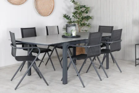 Alina & Levels Matstolar Svart + Matbord 160x100x75
