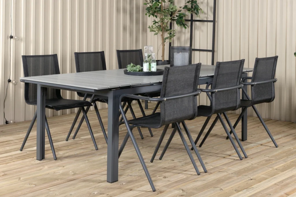 Alina & Levels Matstolar Svart + Matbord 229x100x75