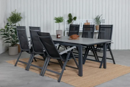 Albany & Levels Positionsstolar Svart + Matbord 229x100x75