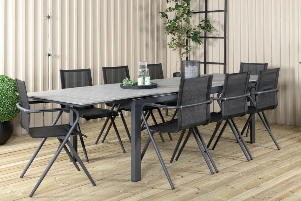 Alina & Levels Matstolar Svart + Matbord 229x100x75