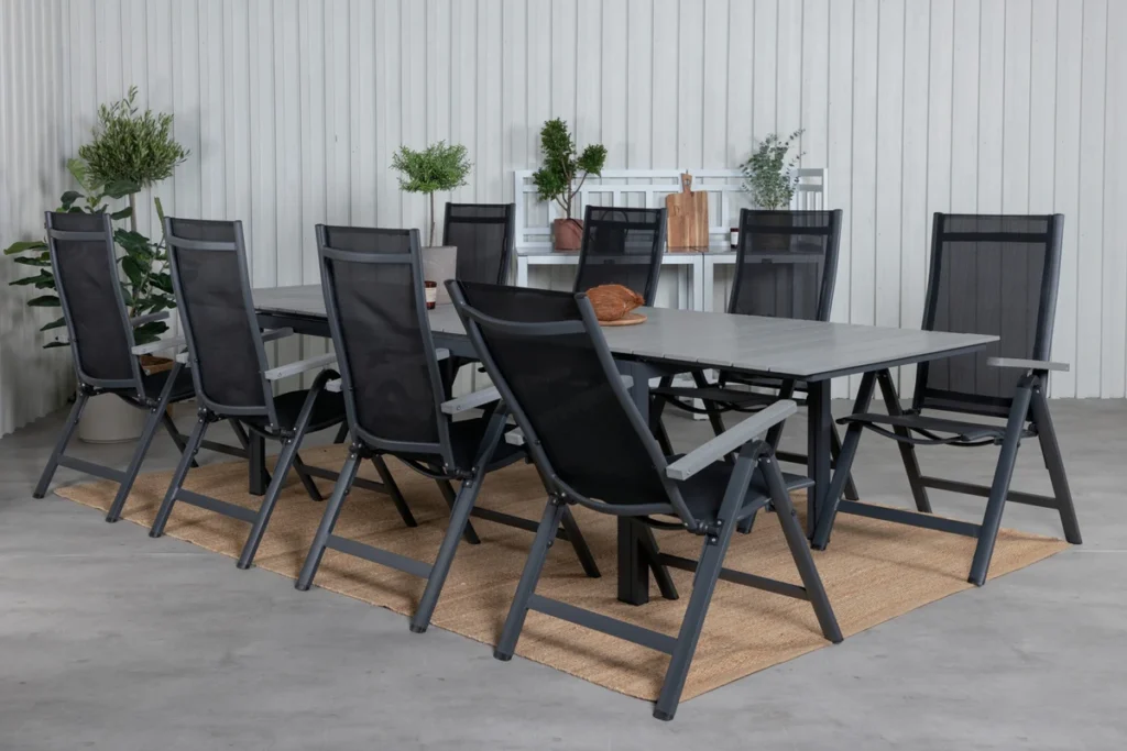 Albany & Levels Positionsstolar Svart + Matbord 229x100x75