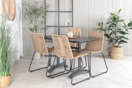 Denver & Lindos Matbord 120x70x74 + Matstolar Brun
