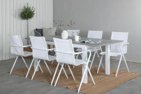 Alina & Albany Matstolar Vit + Matbord 152x90