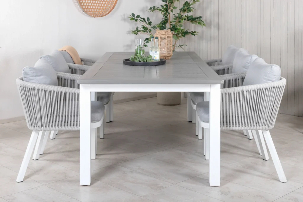 Virya & Albany Matstolar Grå + Rektangulära Matbord 74 x 224 x 90 Grå