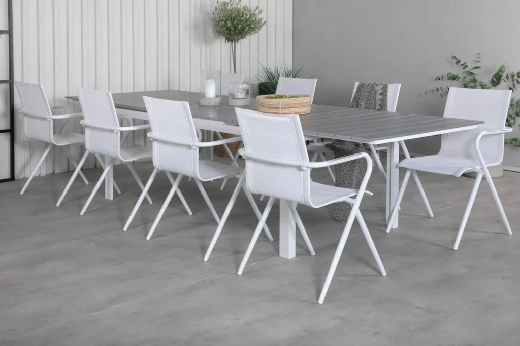 Alina & Levels Matstolar Vit + Matbord 229x100x75
