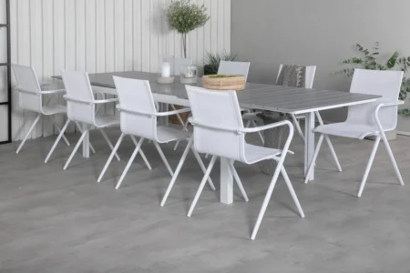 Alina & Levels Matstolar Vit + Matbord 229x100x75
