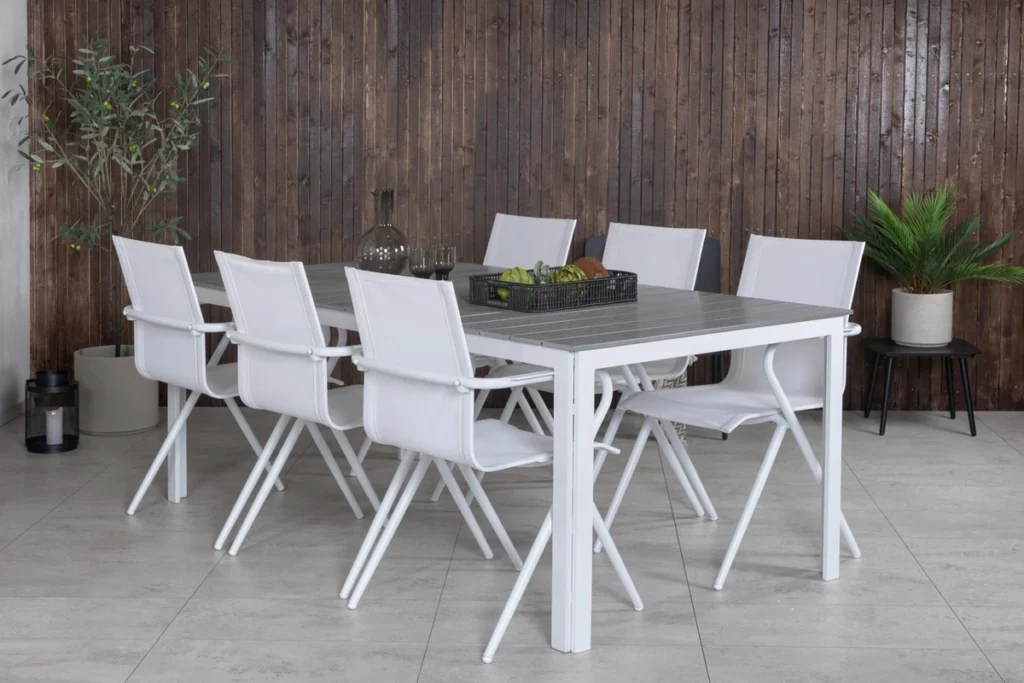 Alina & Parma Matstolar Vit + Matbord 197 x 100