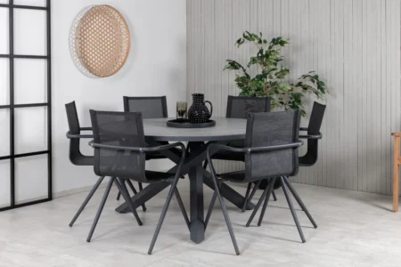 Alina & Parma Matstolar Svart + Matbord ⌀140