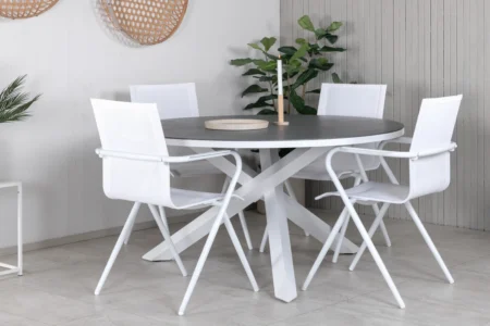 Alina & Copacabana Matstolar Vit + Matbord ⌀140