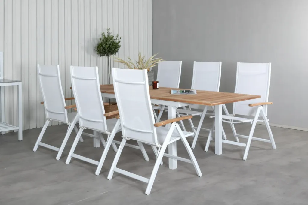 Panama Positionsstolar Vit + Rektangulära Matbord 160x90x75 Vit