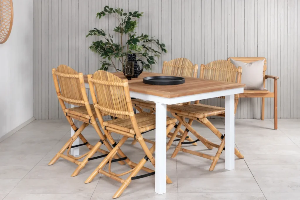 Cane & Panama Caféstolar Natur + Matbord 160 x 90