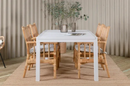 Cane & Marbella Matstolar Natur + Matbord 160 x 100