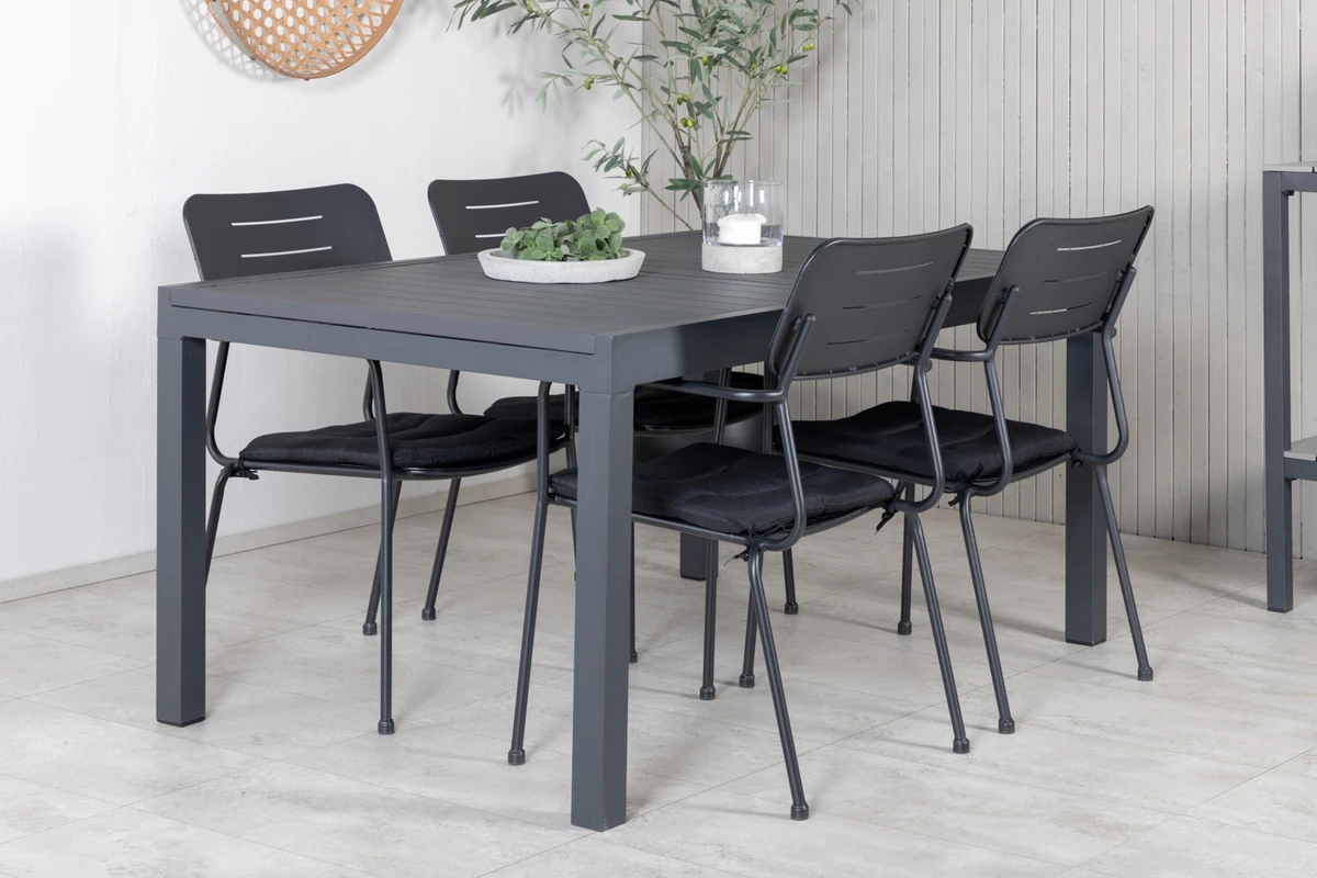 Nicke & Marbella Matstolar Svart + Matbord 160x100x75