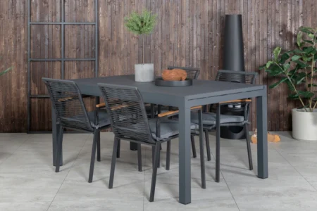 Dallas & Marbella Matstolar Svart + Matbord 160x100x75