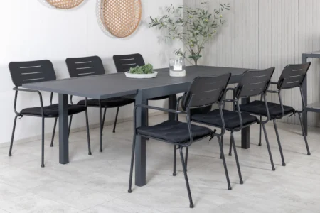 Nicke & Marbella Matstolar Svart + Matbord 160x100x75