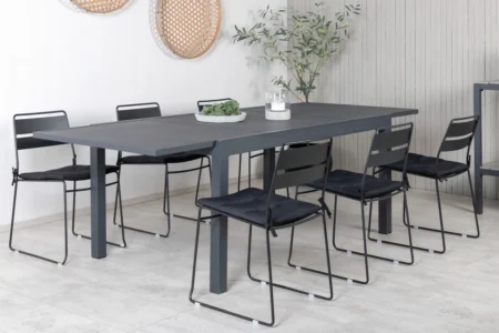 Lina & Marbella Matstolar Svart + Matbord 160x100x75
