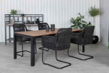 Bois & Lindos Matbord 205x90 + Matstolar Svart