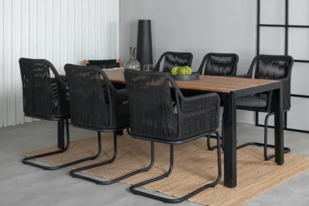 Bois & Lindos Matbord 205x90 + Matstolar Svart