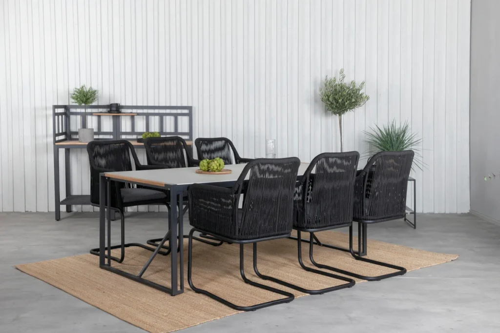 Lindos & Texas Matstolar Svart + Matbord 200x100