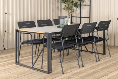 Nicke & Texas Matstolar Svart + Matbord 200x100