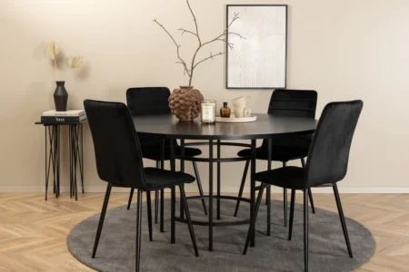 Copenhagen & Windu Runda Matbord ⌀140 Black + Matstolar Black
