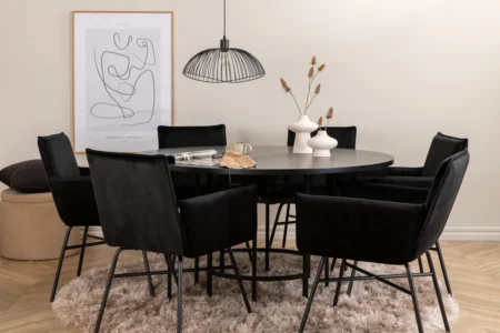 Copenhagen & Petra Runda Matbord ⌀140 Black + Matstolar Black