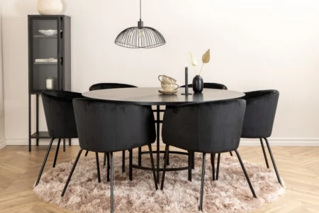 Copenhagen & Berit Runda Matbord ⌀140 Black + Matstolar Black
