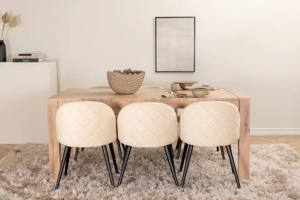 Slider & Velvet Matbord 250*95*75 + Matstolar Beige
