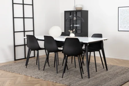 Jimmy & Polar Rektangulära Matbord 195 x 90 White + Matstolar Black