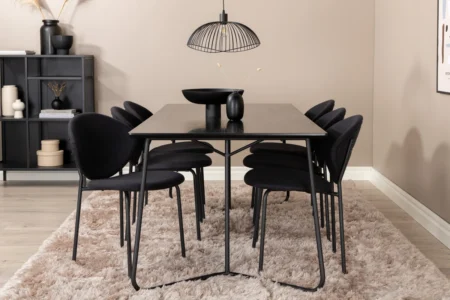 Vault & Petra Matstolar Black + Rektangulära Matbord 190 x 90 Black