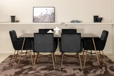 Petra Rektangulära Matbord 190 x 90 Black + Matstolar Black