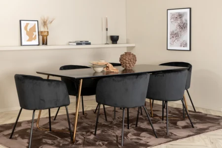 Berit & Petra Matstolar Black + Rektangulära Matbord 190 x 90 Black