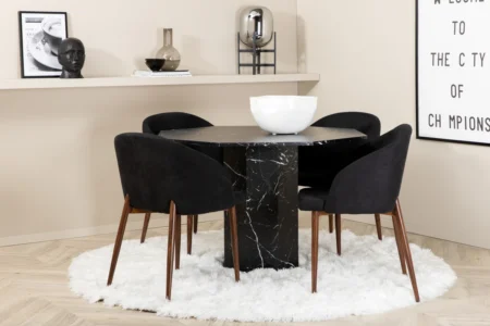 Arch & Marbs Matstolar Svart + Matbord ⌀110
