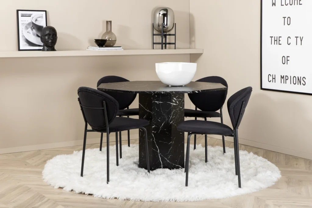 Vault & Marbs Matstolar Black + Runda Matbord ⌀110 Black