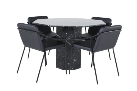 Tvist & Marbs Matstolar Black + Runda Matbord ⌀110 Black