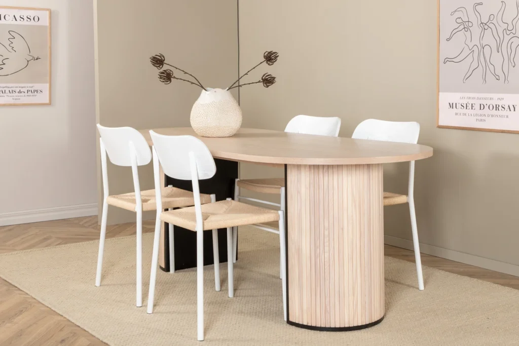 Bianca & Polly Matbord 90x200 + Matstolar Vit