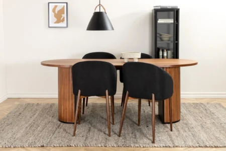 Arch & Bianca Matstolar Svart + Matbord 90x200
