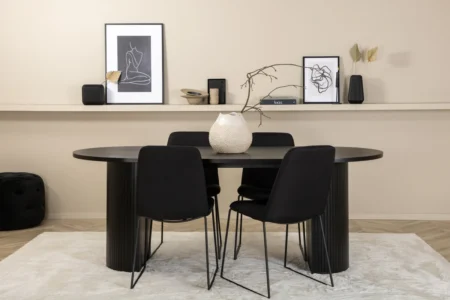 Muce & Bianca Matstolar Black + Ovala Matbord 200 x 90 Black